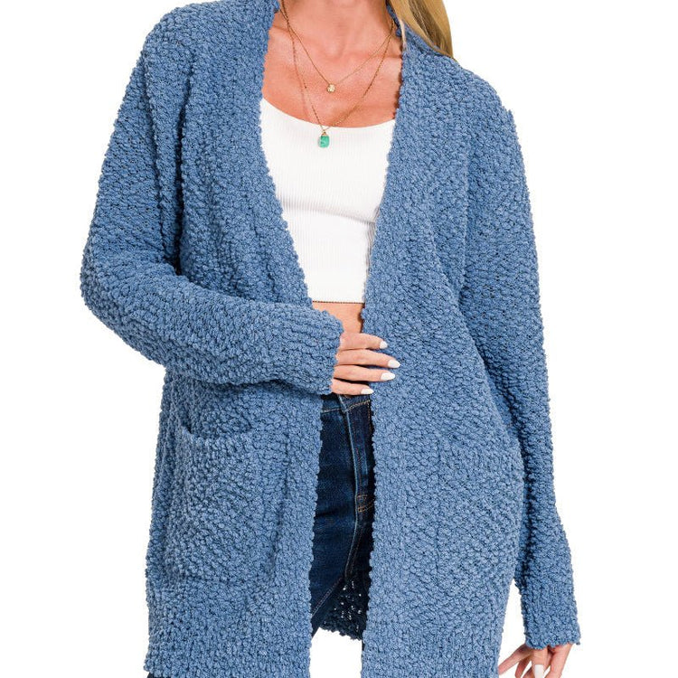 Serenity Cardigan Sweater- 11 Colors (Small) - popcorn cardigan sweater by MunekaWear