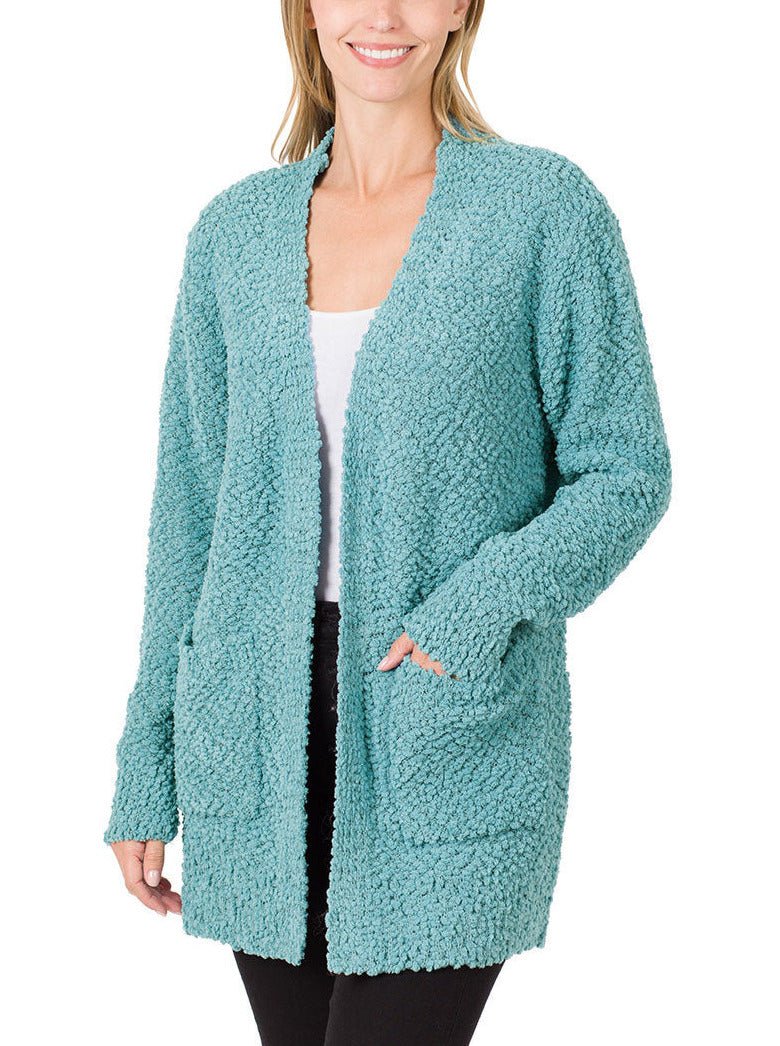 Serenity Cardigan Sweater- 6 Colors (Small) - popcorn cardigan sweater by MunekaWear