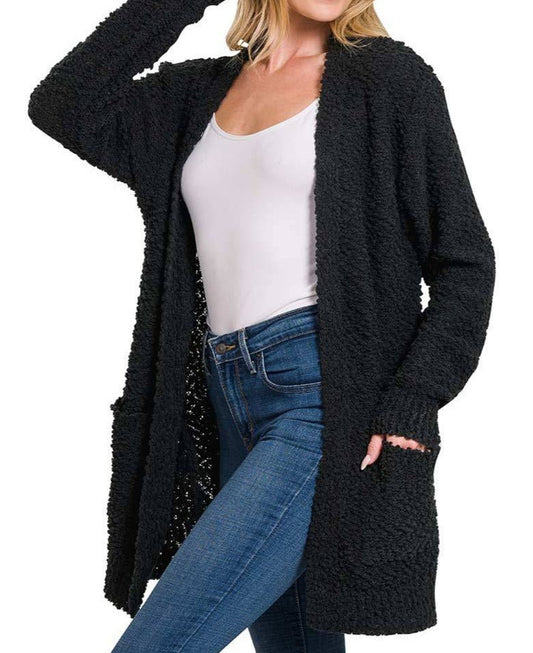 Serenity Cardigan Sweater- 6 Colors (Small) - popcorn cardigan sweater by MunekaWear