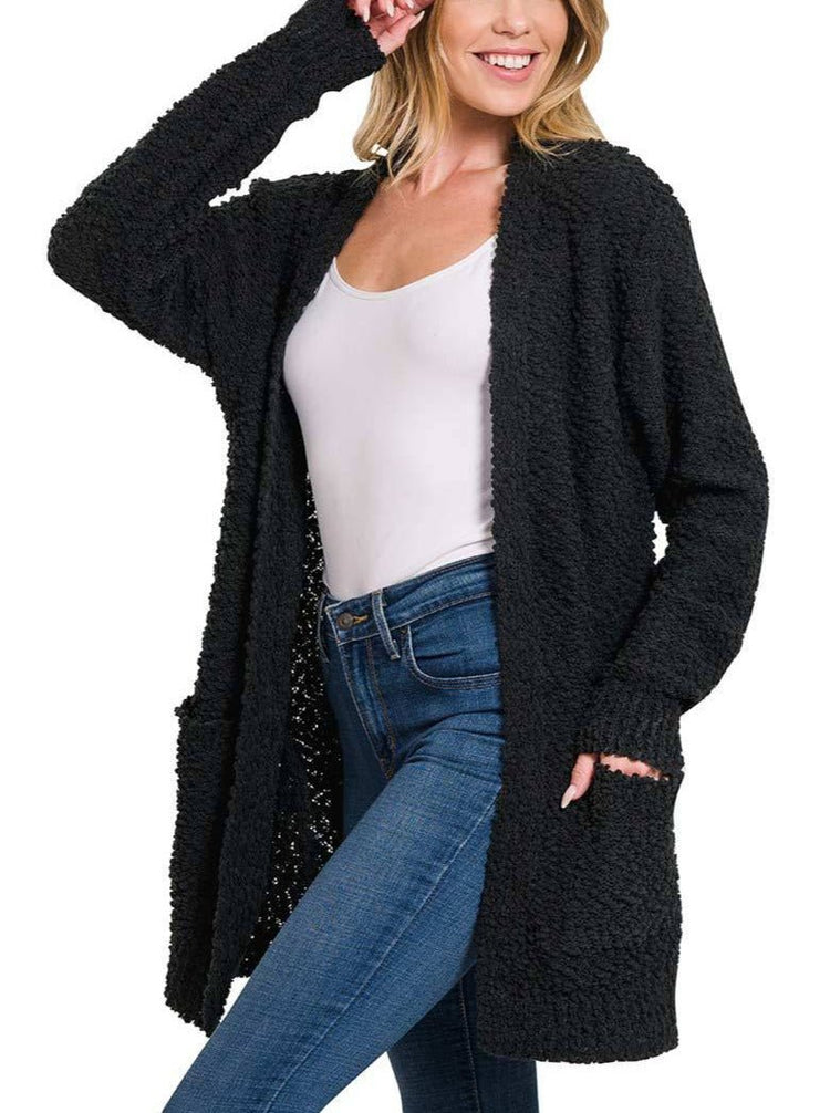 Serenity Cardigan Sweater- 6 Colors (Small) - popcorn cardigan sweater by MunekaWear