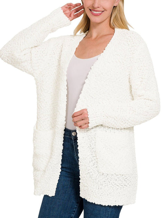 Serenity Cardigan Sweater- 6 Colors (Small) - popcorn cardigan sweater by MunekaWear