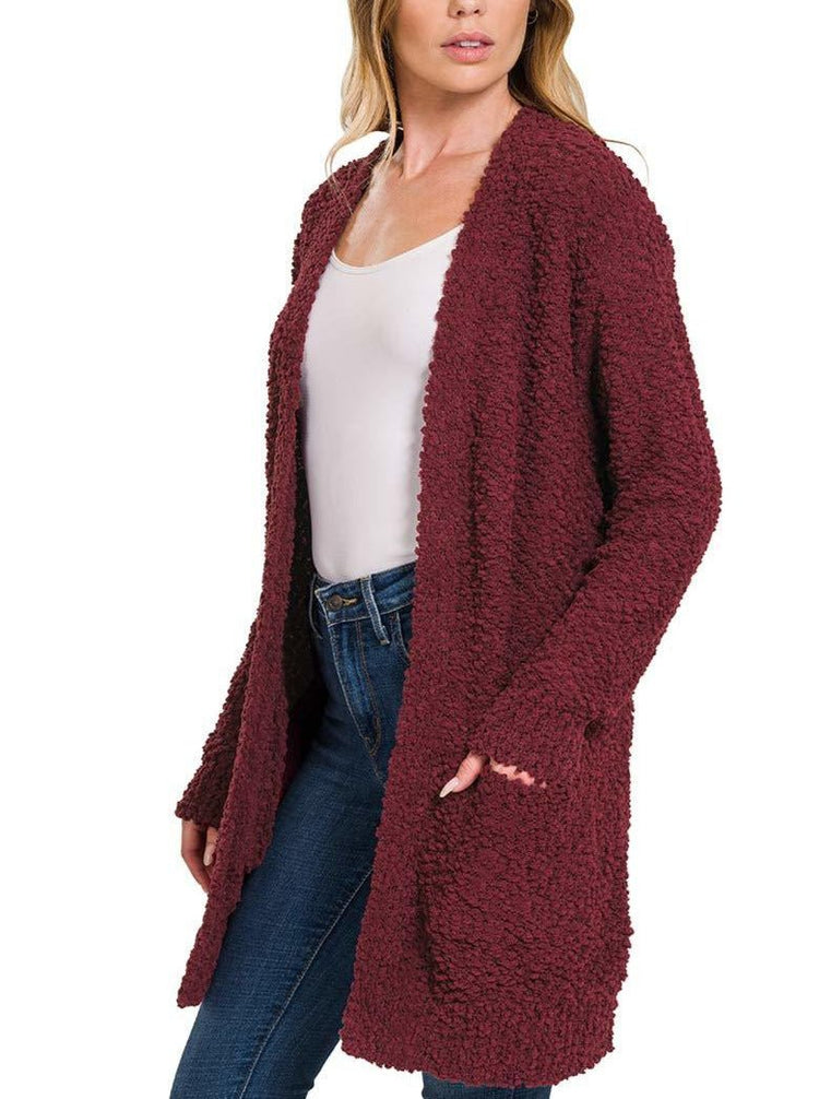 Serenity Cardigan Sweater- 6 Colors (Small) - popcorn cardigan sweater by MunekaWear