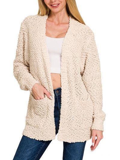 Serenity Cardigan Sweater- 6 Colors (Small) - popcorn cardigan sweater by MunekaWear