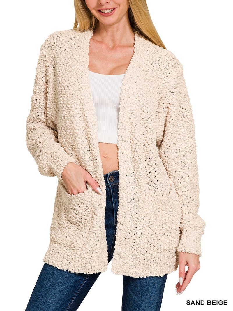 Serenity Cardigan Sweater- 6 Colors (Small) - popcorn cardigan sweater by MunekaWear
