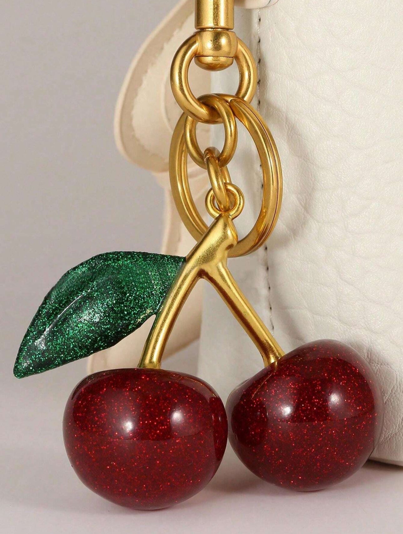 Sparkling Cherries Charm: Green Leaf (Cherry Red/Green) - by MunekaWear