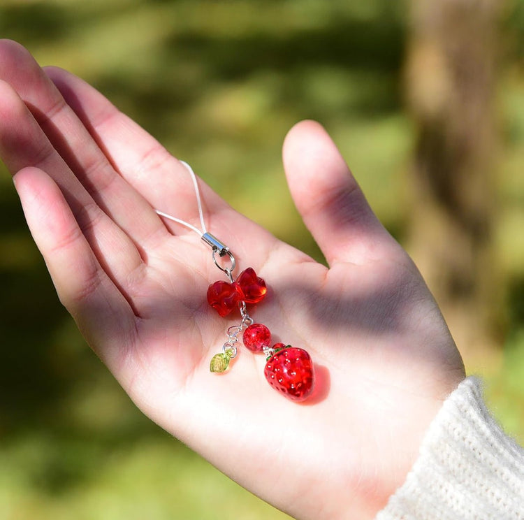 Strawberry Phone Charm/Keychain Pendant () - Purse charm by MunekaWear