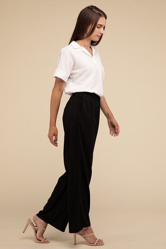 XO Wide Leg Pants (3 colors) (Black) - Apparel & Accessories by MunekaWear