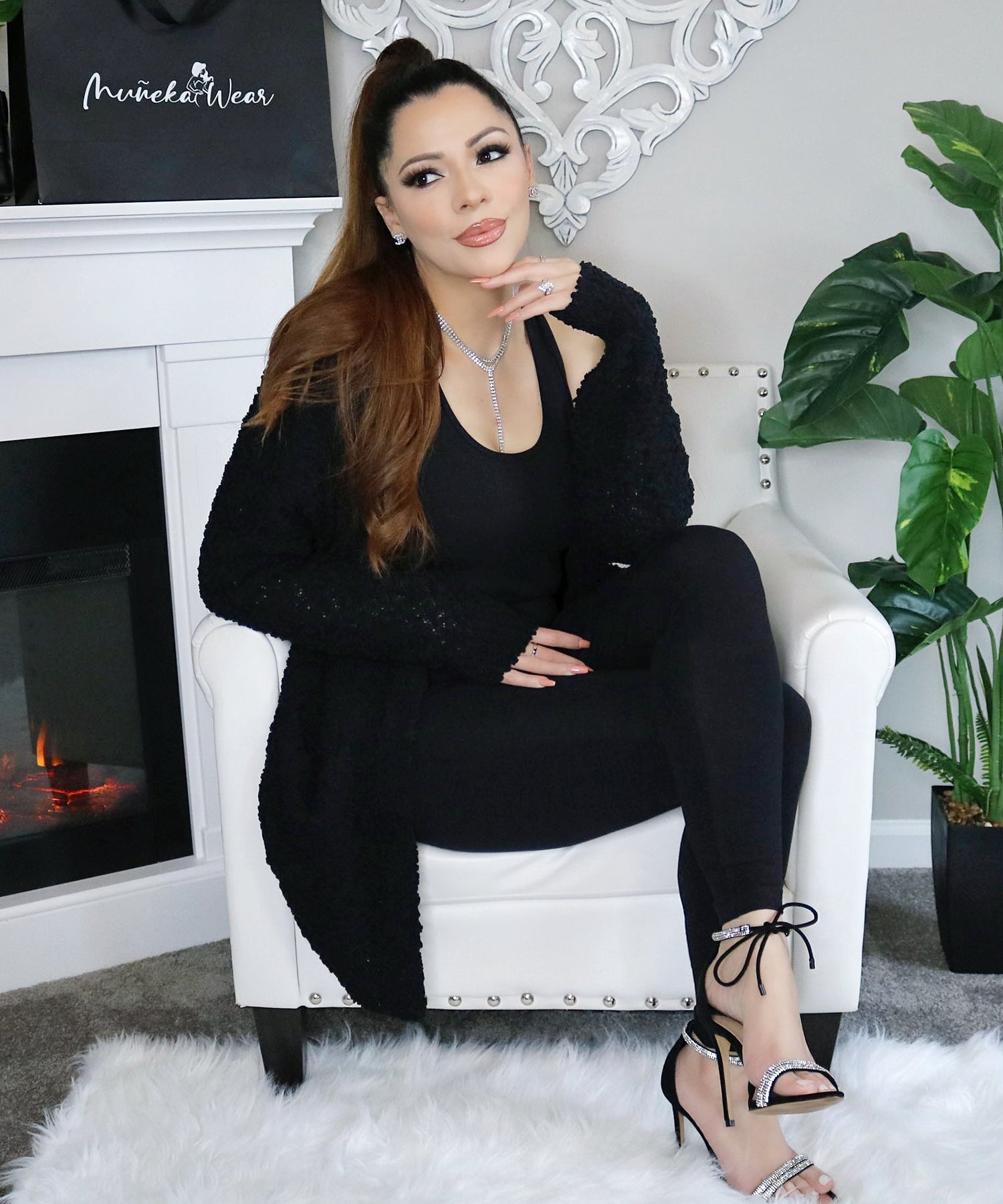 4pc Serenity Cardigan Set (Onyx) (Small) - Outfit Sets by MunekaWear