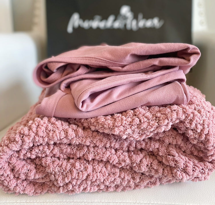 3pc Serenity Cardigan Set (Rose Petal)