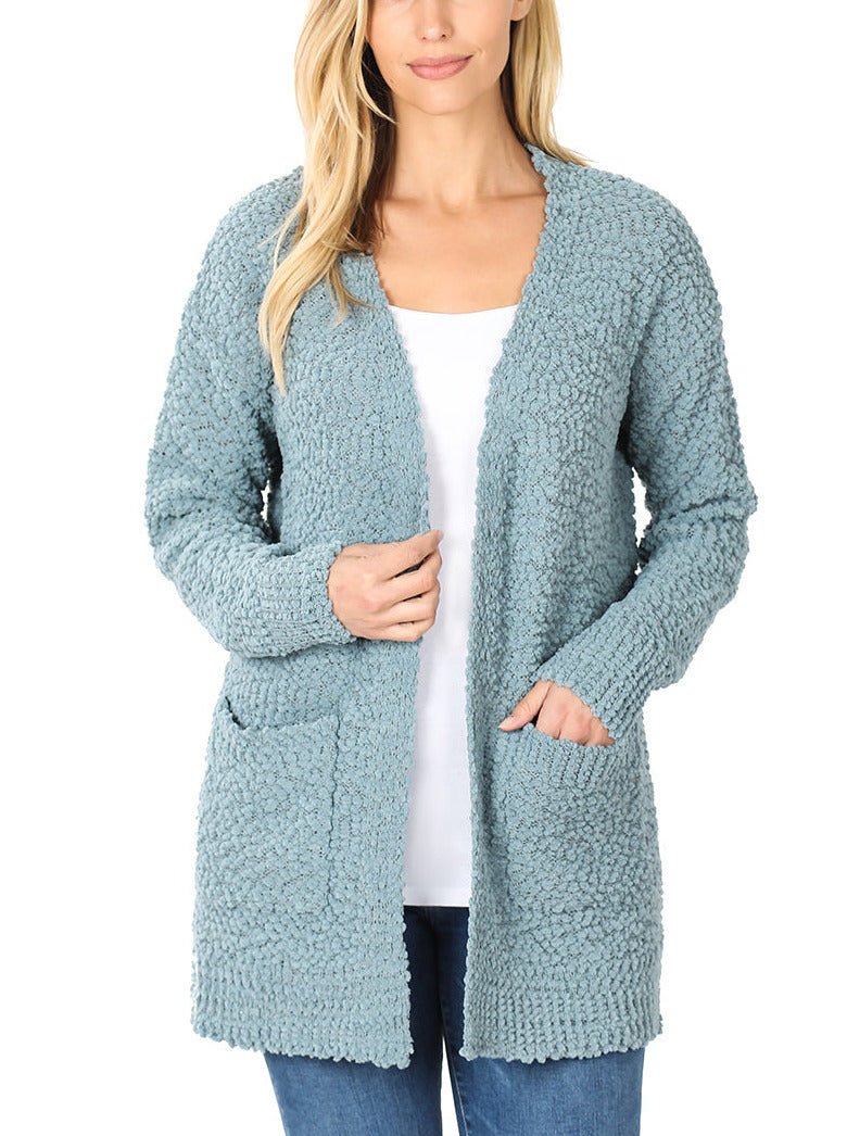 Serenity Cardigan Sweater- 6 Colors (Small) - popcorn cardigan sweater by MunekaWear