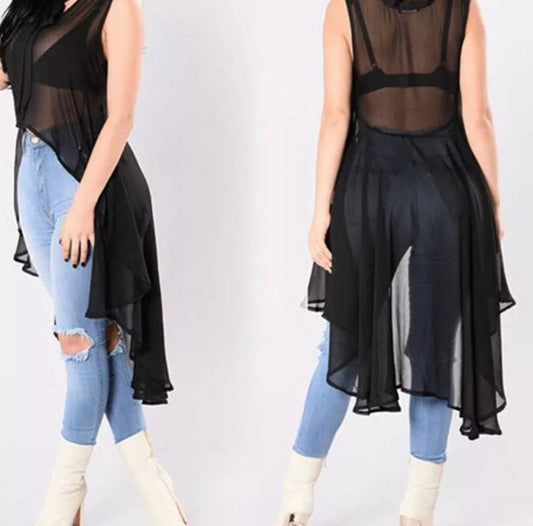 Valentina Sheer Top (Small) - Shirts & Tops by MunekaWear